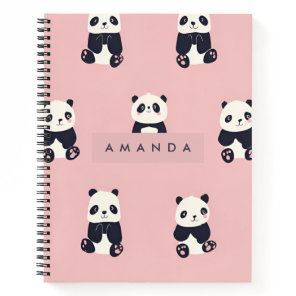 Personalized Adorable Panda Pattern Notebook
