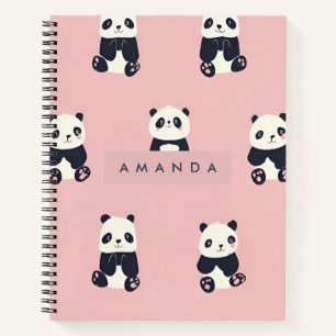 Personalized Adorable Panda Pattern Notebook