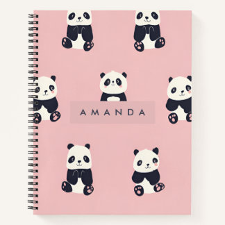 Personalized Adorable Panda Pattern Notebook