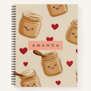 Personalized Adorable Peanut Butter Jar Pattern  Notebook