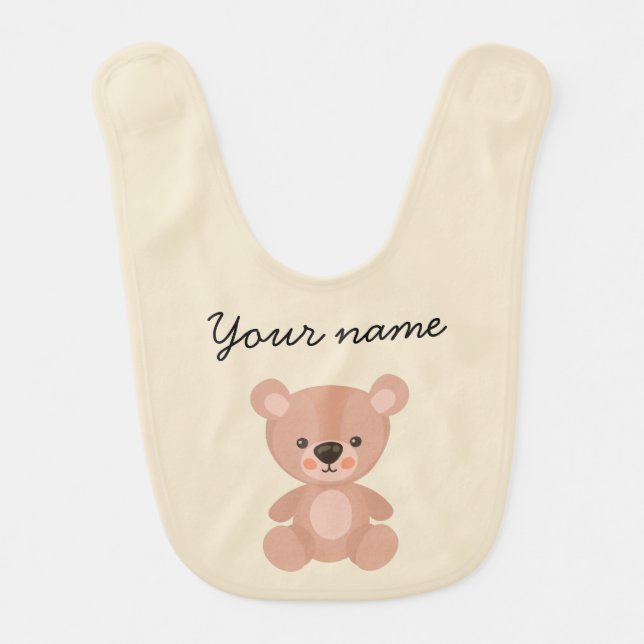 Personalized adorable pink doll  baby bib (Front)