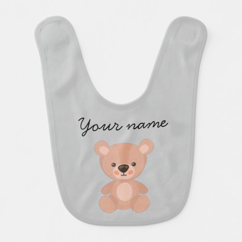 Personalized Adorable pink doll gray  Baby Bib