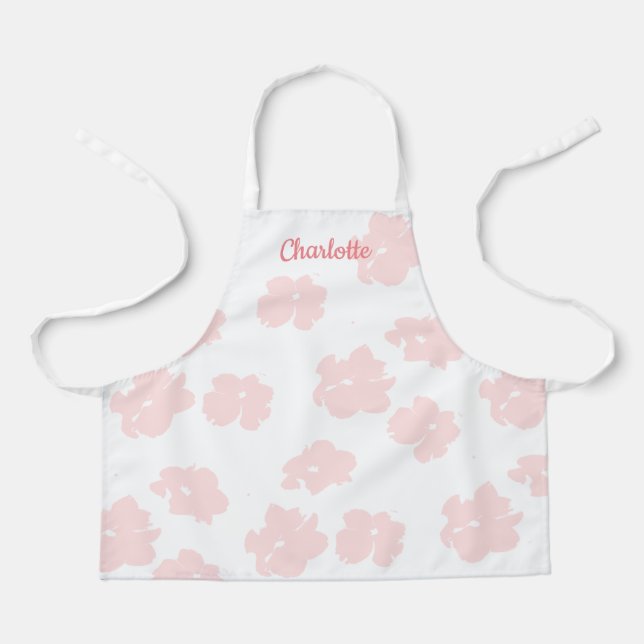 Personalized Adorable Pink Flower Child Apron (Front)
