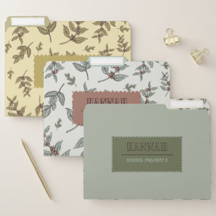 Personalized adorable retro color matching Plants File Folder