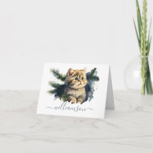 Personalized Adorable Tabby Kitten Watercolor  Note Card