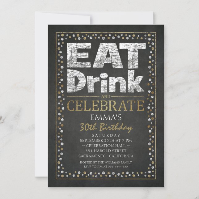 Personalized Adult 30th Birthday Party Invitations (Front)