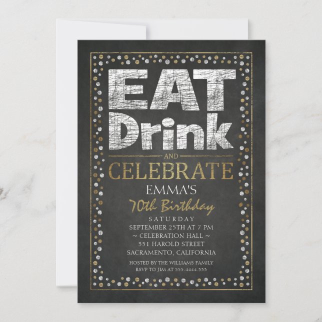 Personalized Adult 70th Birthday Party Invitations (Front)