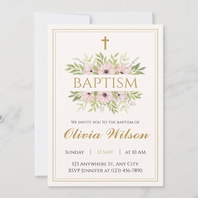 Personalized Adult Baptism Invitation (Front)