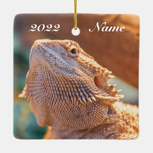 Personalized Adult Bearded Dragon Lizard Ceramic Ornament
