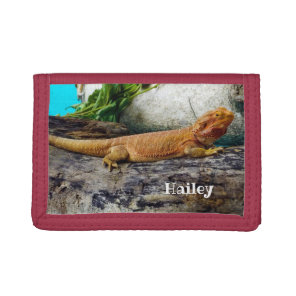 Personalized Adult Bearded Dragon Lizard Tri-fold Wallet