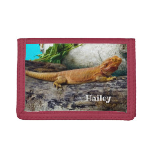 Personalized Adult Bearded Dragon Lizard Trifold Wallet