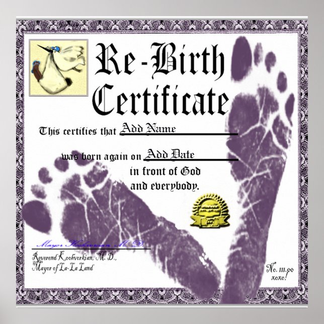 Personalized Adult Birthday Gift Certificate Poster (Front)