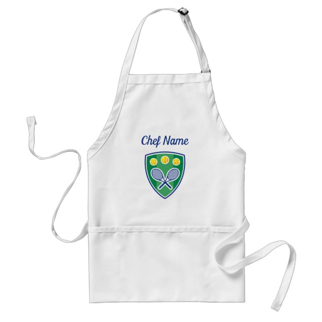 Personalized adult tennis BBQ kitchen cook apron (Front)