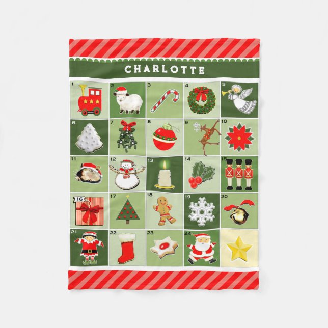 Personalized Advent Calendar Fleece Blanket (Front)