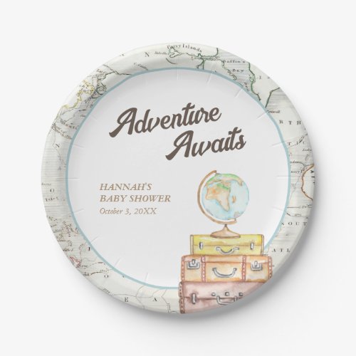Personalized Adventure Awaits Baby Shower Plates