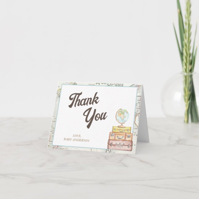 Personalized Adventure Baby Shower  Thank You Card (Front)