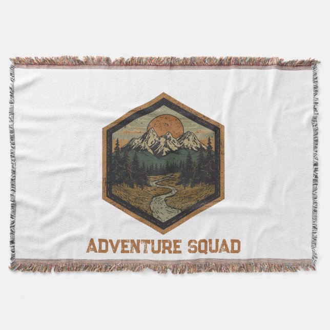 Personalized Adventure Squad Mountain Badge T-Shir Throw Blanket (Front)