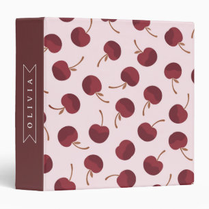 Personalized Aesthetic Cherry Pattern Name Gift 3 Ring Binder