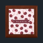 Personalized Aesthetic Cherry Pattern Name Gift Box<br><div class="desc">This collection of adorable cherry patterns is one of those small, everyday pleasures that just make people smile. This design is whimsical, cozy, and effortlessly fashionable with its soft pink backdrop, strewn cherries, and personalized name accents. It's the kind of pattern that makes a desk, a purse, or a comfortable...</div>