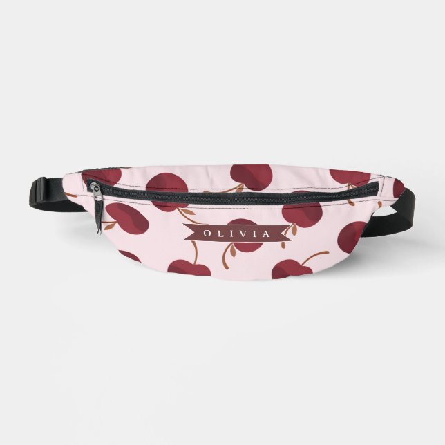 Personalized Aesthetic Cherry Pattern Name Gift Fanny Pack (Front)