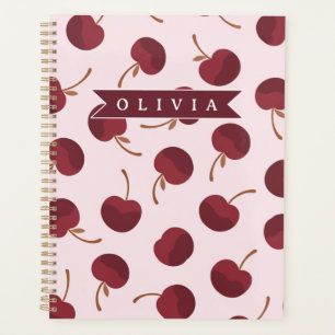 Personalized Aesthetic Cherry Pattern Name Gift Planner