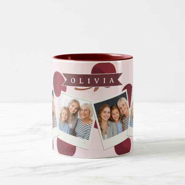 Personalized Aesthetic Cherry Pattern Name Gift Two-Tone Coffee Mug (Center)