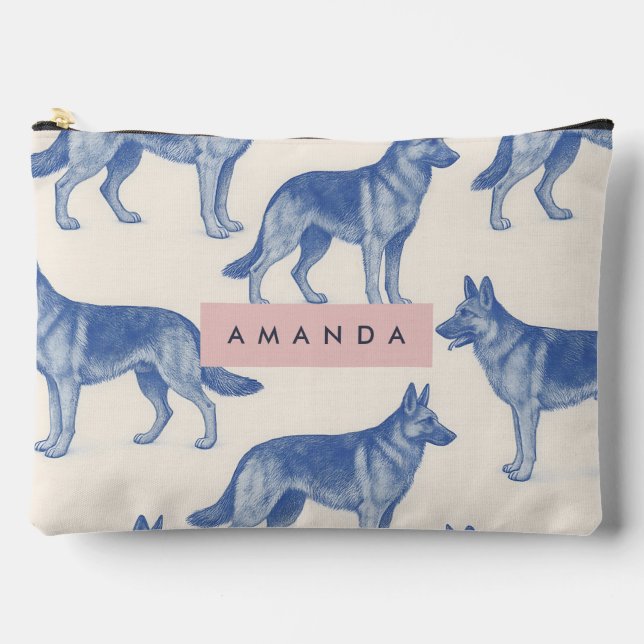 Personalized Aesthetic German Shepherd Pattern Accessory Pouch (Front)