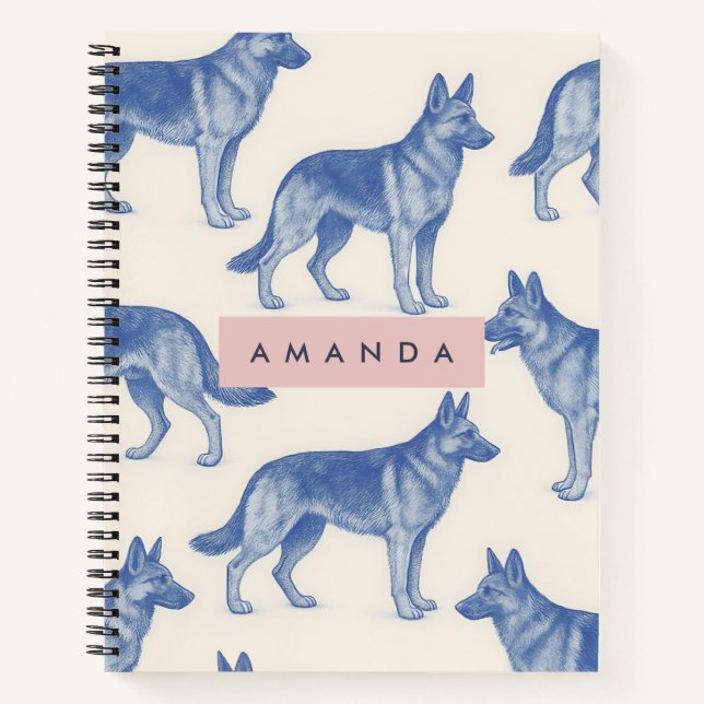 Personalized Aesthetic German Shepherd Pattern Notebook (Front)
