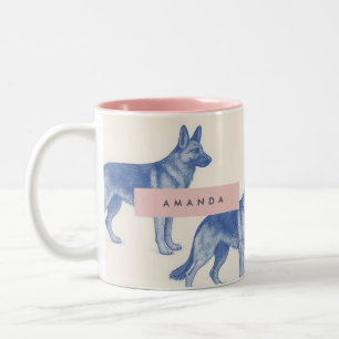 Personalized Aesthetic German Shepherd Pattern Two-Tone Coffee Mug