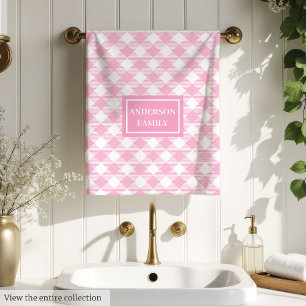 Personalized Aesthetic Towels Light Pink Tartan
