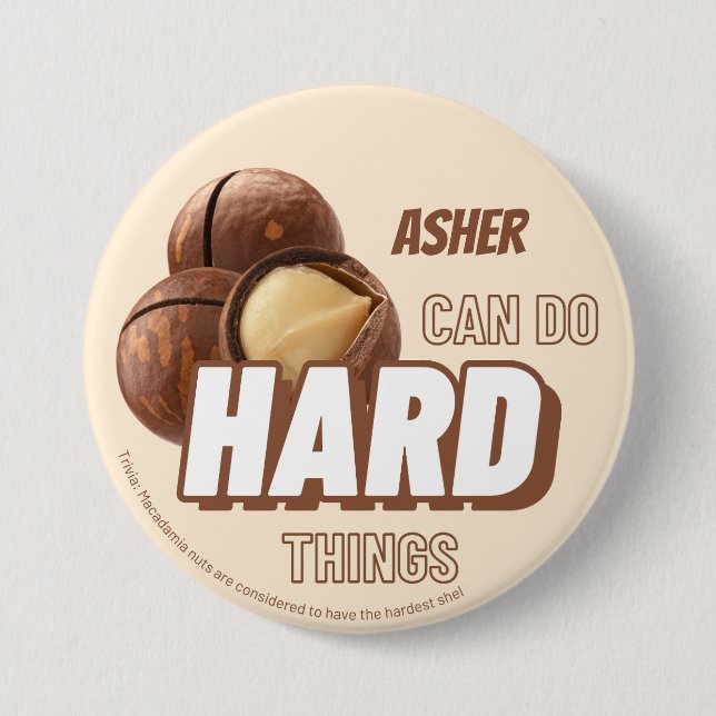 Personalized Affirmation Brown Do Hard Things Button (Front)