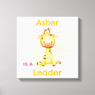 Personalized Affirmation Nursery Deco Giraffe Canvas Print