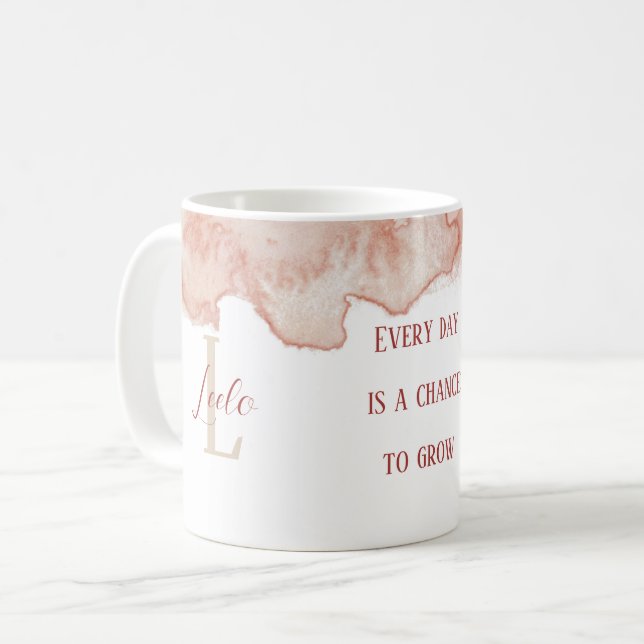 Personalized Affirmation Pink Watercolor Coffee Coffee Mug (Front Left)
