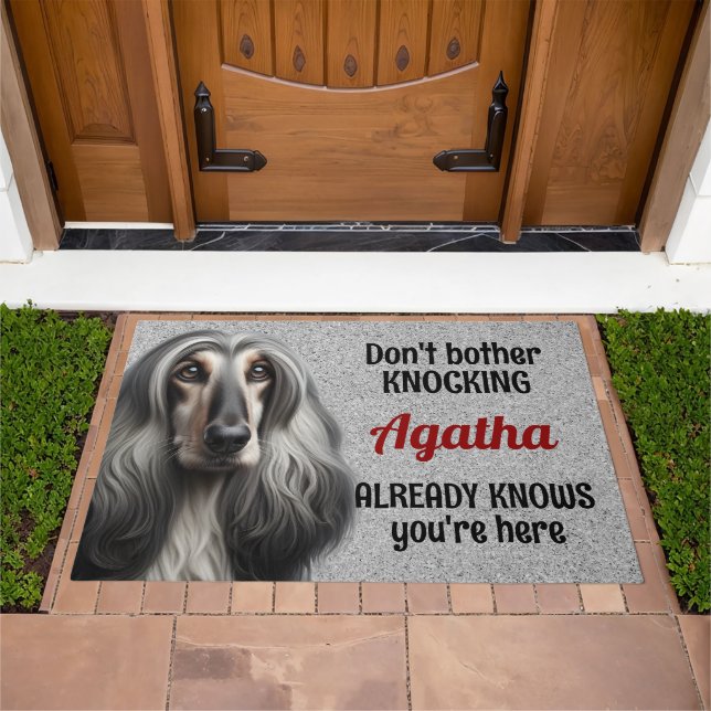 Personalized Afghan Hound Dog Funny Welcome Doormat (Outdoor)
