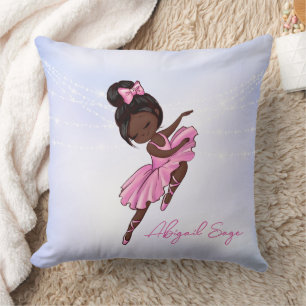 Personalized African American Ballerina Ballet Throw Pillow