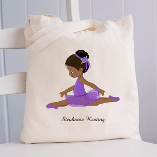 Personalized African American Ballerina Tote Bag