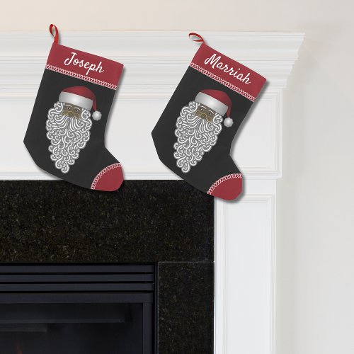 Personalized African American Black Santa  Small Christmas Stocking