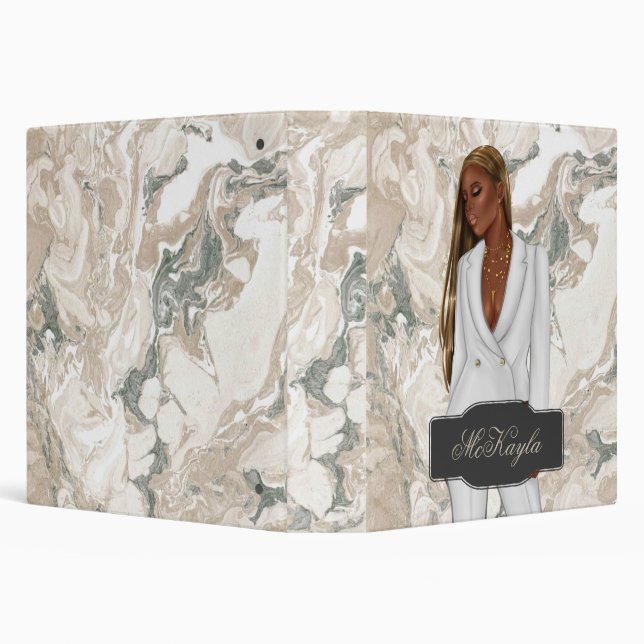 Personalized African-American CEO Boss Woman 3 Ring Binder (Background)