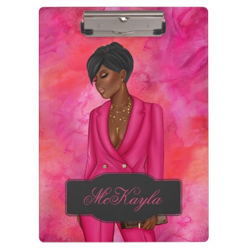 Personalized African_American CEO Boss Woman Clipboard