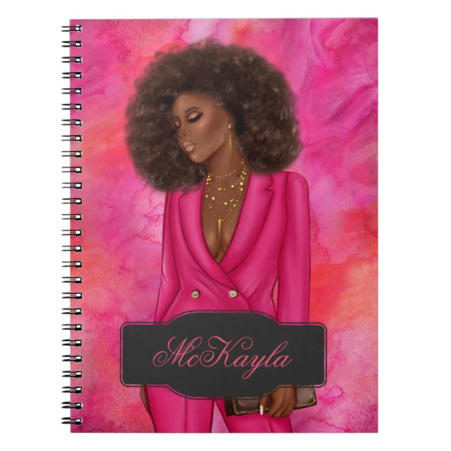 Personalized African-American CEO Boss Woman Notebook (Front)