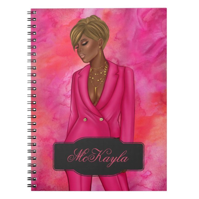 Personalized African-American CEO Boss Woman Notebook (Front)
