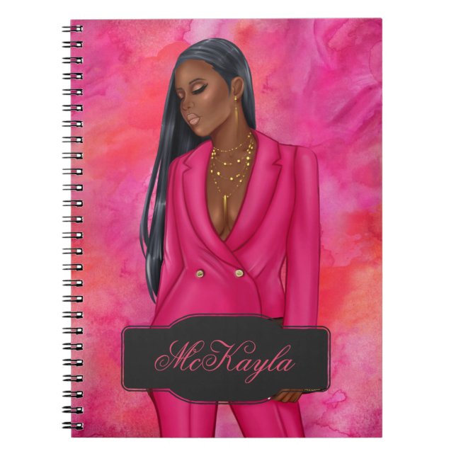 Personalized African-American CEO Boss Woman Notebook (Front)