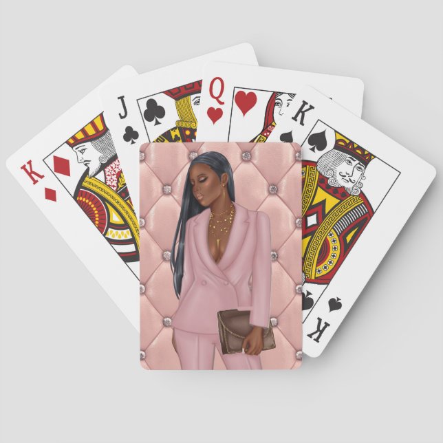 Personalized African-American CEO Boss Woman Poker Cards (Back)