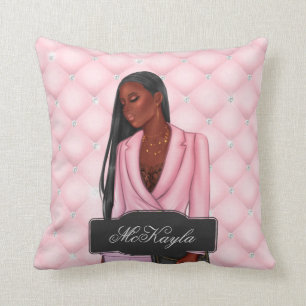 Personalized African-American CEO Boss Woman Throw Pillow
