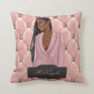 Personalized African-American CEO Boss Woman Throw Pillow