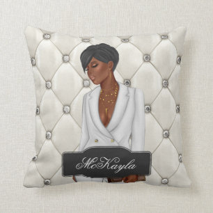 Personalized African-American CEO Boss Woman Throw Throw Pillow