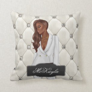 Personalized African-American CEO Boss Woman Throw Throw Pillow