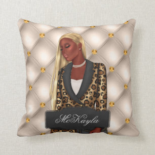 Personalized African-American CEO Boss Woman Throw Throw Pillow
