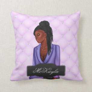 Personalized African-American CEO Boss Woman Throw Throw Pillow