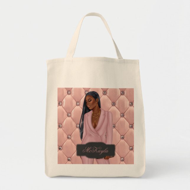 Personalized African-American CEO Boss Woman Tote Bag (Front)